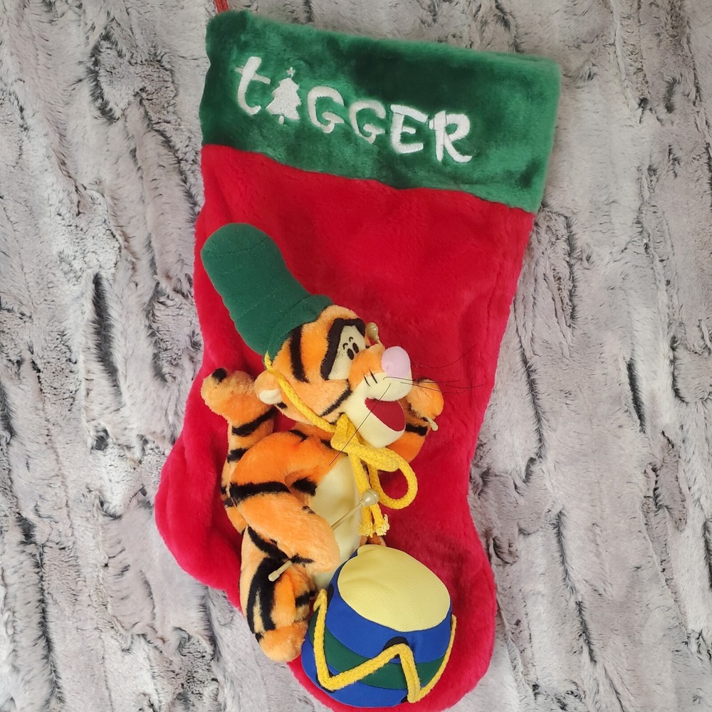 Santa's Best Disney 3D TIGGER Beating On Drum Plush Christmas Stocking 14"
